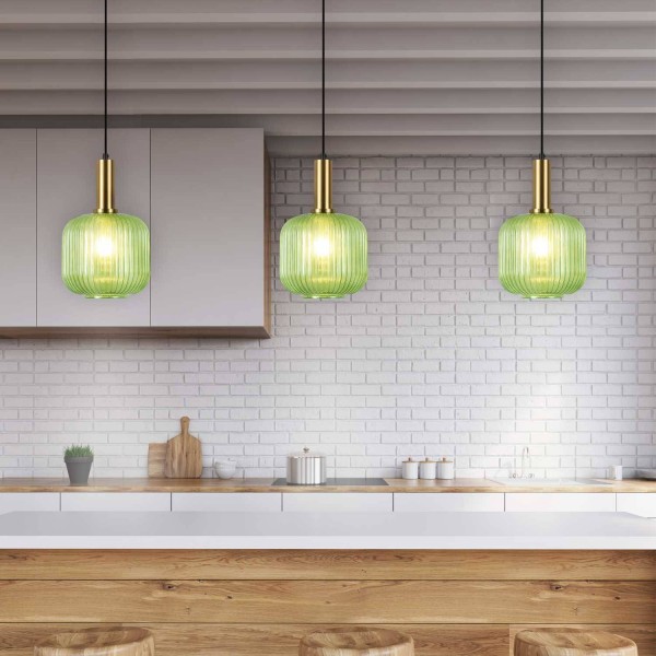 Lampe suspendue 1 lumière Vega Vert| Venta Meubles Online 2