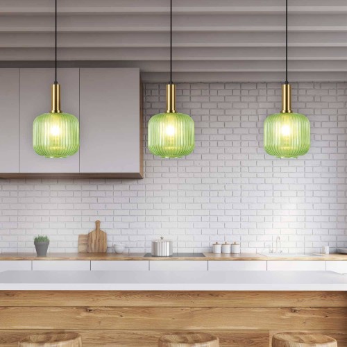 Lampe suspendue 1 lumière Vega Vert| Venta Meubles Online