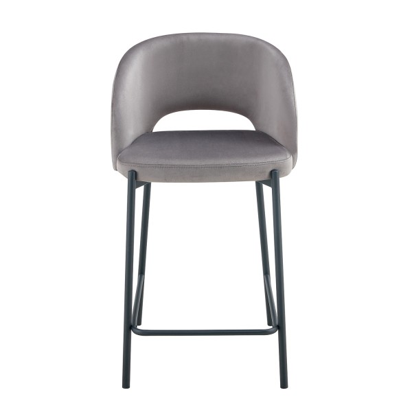 Tabouret en velours gris | Vente de meubles en ligne 2