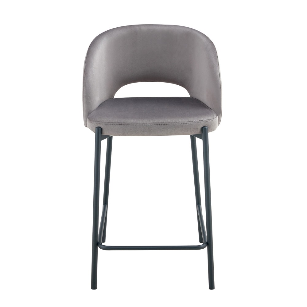 Tabouret en velours gris | Vente de meubles en ligne