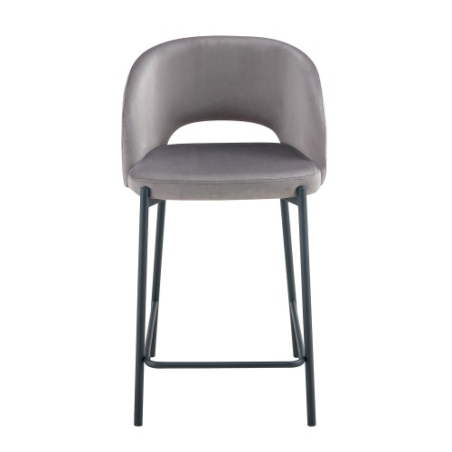 Tabouret en velours gris | Vente de meubles en ligne