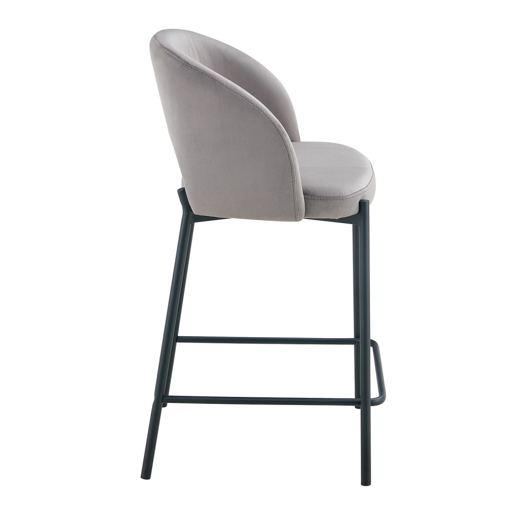 Tabouret en velours gris | Vente de meubles en ligne