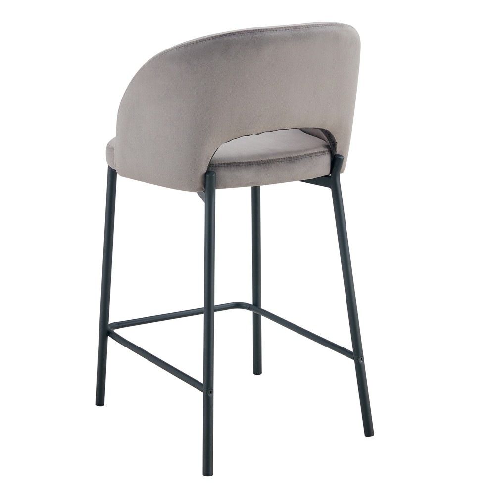 Tabouret en velours gris | Vente de meubles en ligne