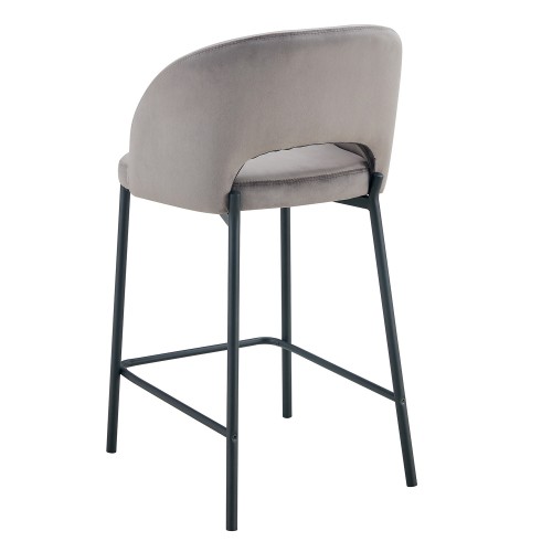 Tabouret en velours gris | Vente de meubles en ligne