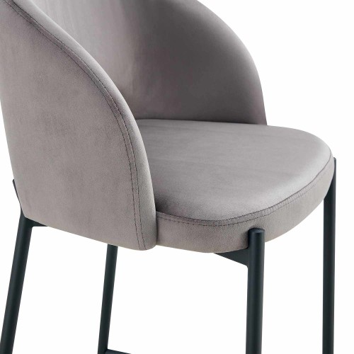 Tabouret en velours gris | Vente de meubles en ligne