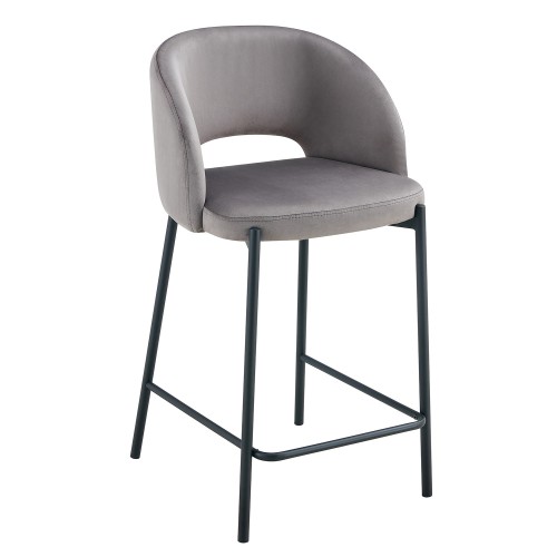 Tabouret en velours gris | Vente de meubles en ligne