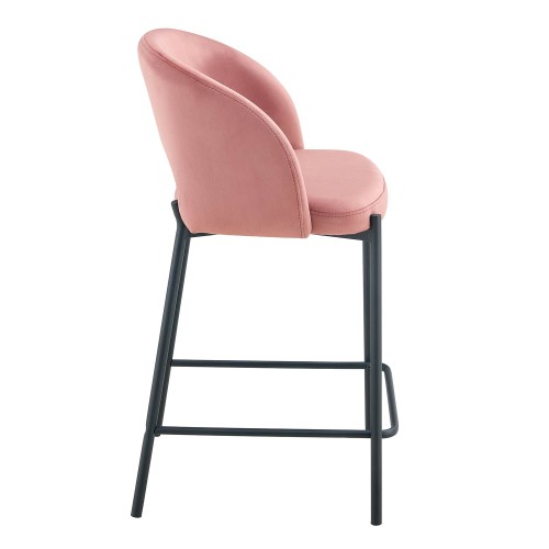 Tabouret en velours rose | Vente de meubles en ligne