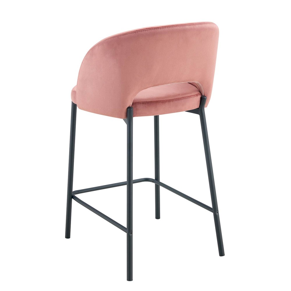 Tabouret en velours rose | Vente de meubles en ligne