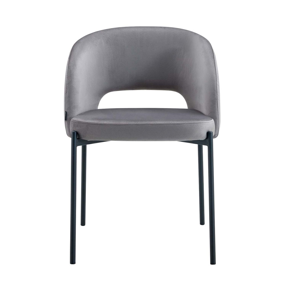 Chaise tapissée en velours gris | Vente de Meubles en Ligne