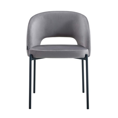Chaise tapissée en velours gris | Vente de Meubles en Ligne