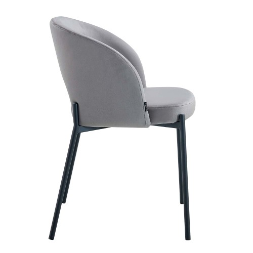 Chaise tapissée en velours gris | Vente de Meubles en Ligne