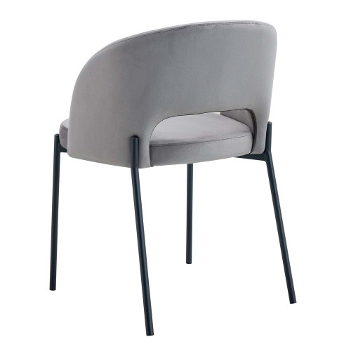 Chaise tapissée en velours gris | Vente de Meubles en Ligne