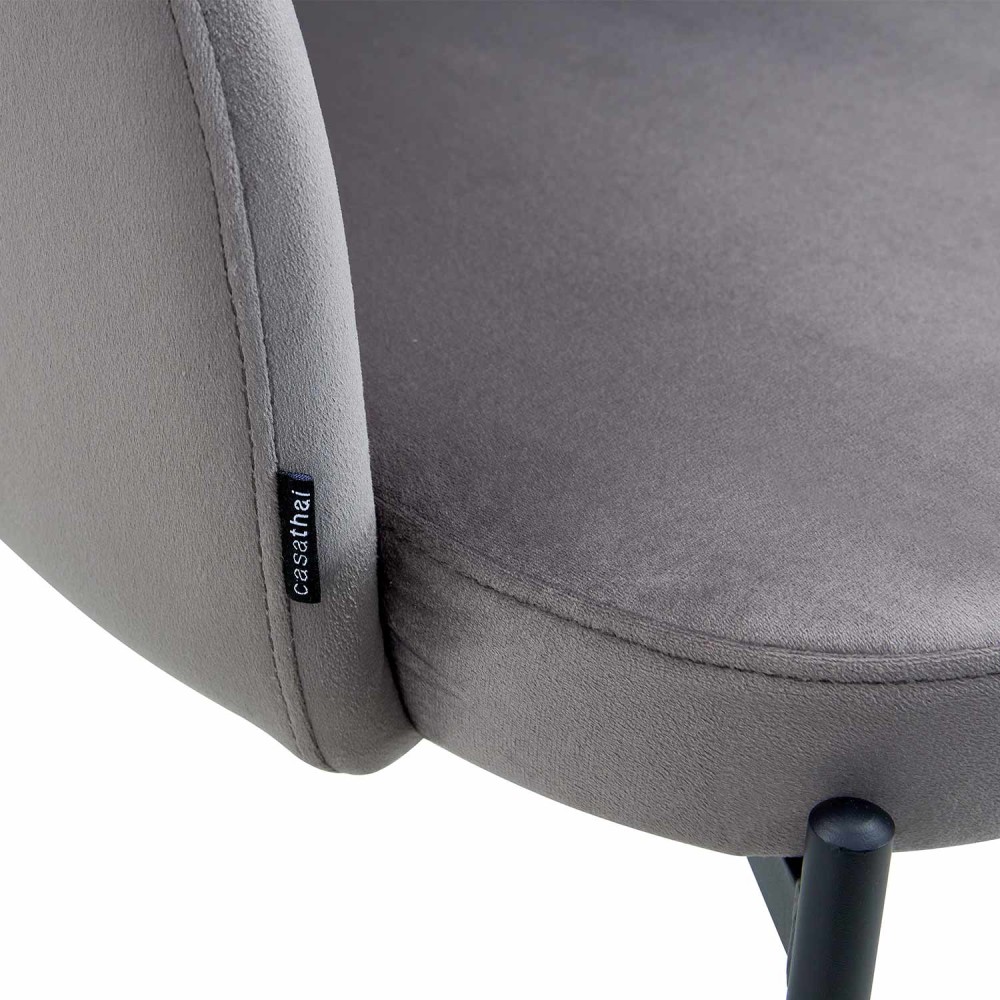 Chaise tapissée en velours gris | Vente de Meubles en Ligne