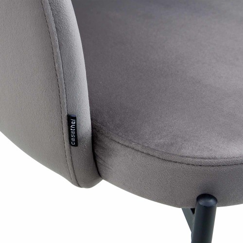 Chaise tapissée en velours gris | Vente de Meubles en Ligne