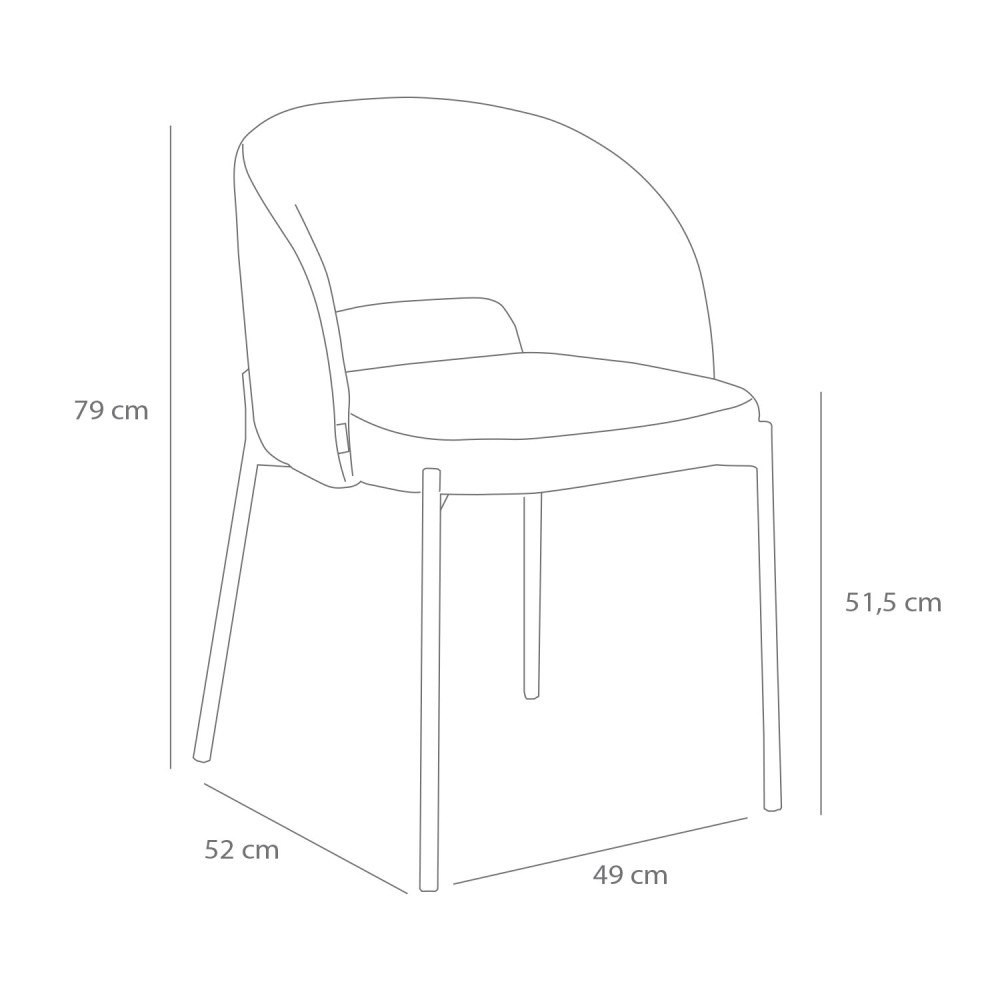 Chaise tapissée en velours gris | Vente de Meubles en Ligne