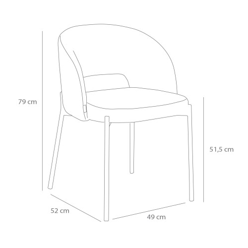 Chaise tapissée en velours gris | Vente de Meubles en Ligne