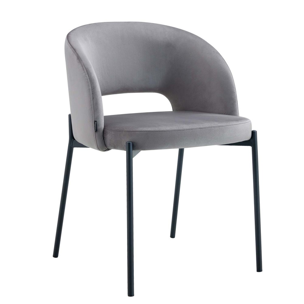 Chaise tapissée en velours gris | Vente de Meubles en Ligne