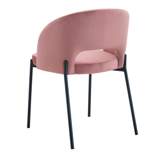 Chaise capitonnée couleur rose velours | Vente de Meubles en Ligne