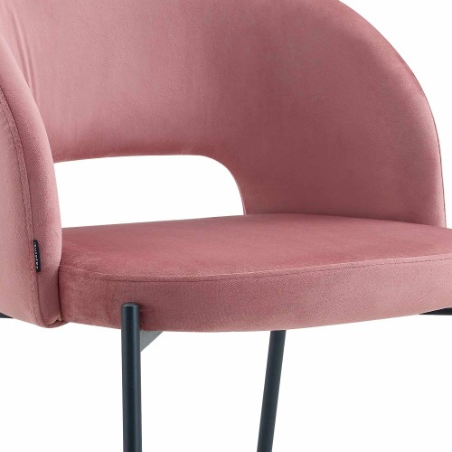 Chaise capitonnée couleur rose velours | Vente de Meubles en Ligne
