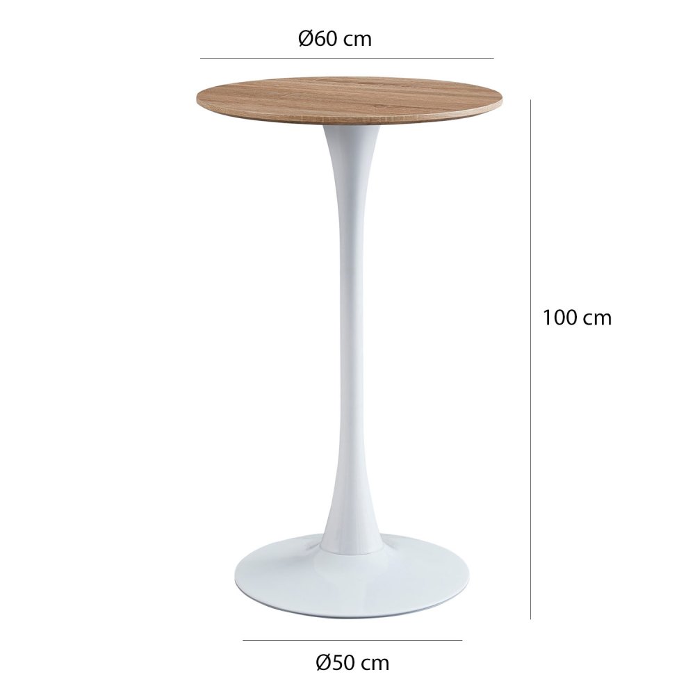 Table Haute Ibiza White-Wood Ø60 Cm | Vente de Meubles Online