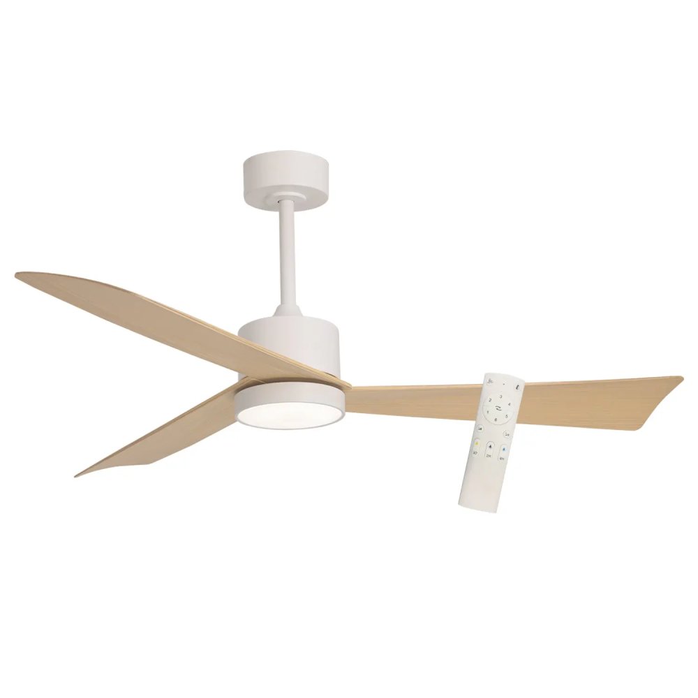 ventilateur led 18 w 3 pales airevo blanc bois | UKUKHOME