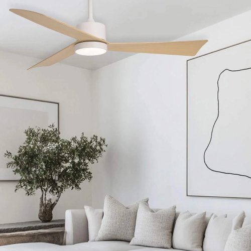 ventilateur led 18 w 3 pales airevo blanc bois | UKUKHOME
