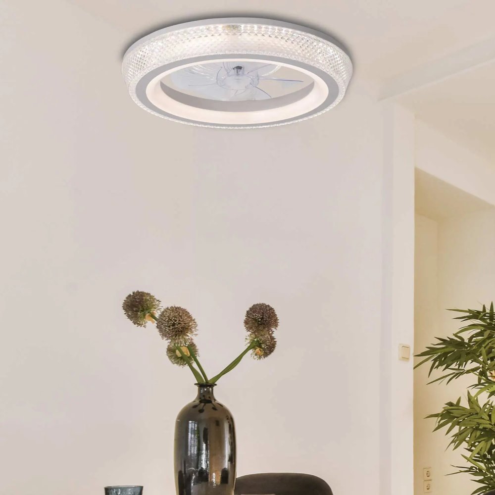 ventilateur 5 pales abs led 48 w blanc auralis | UKUKHOME