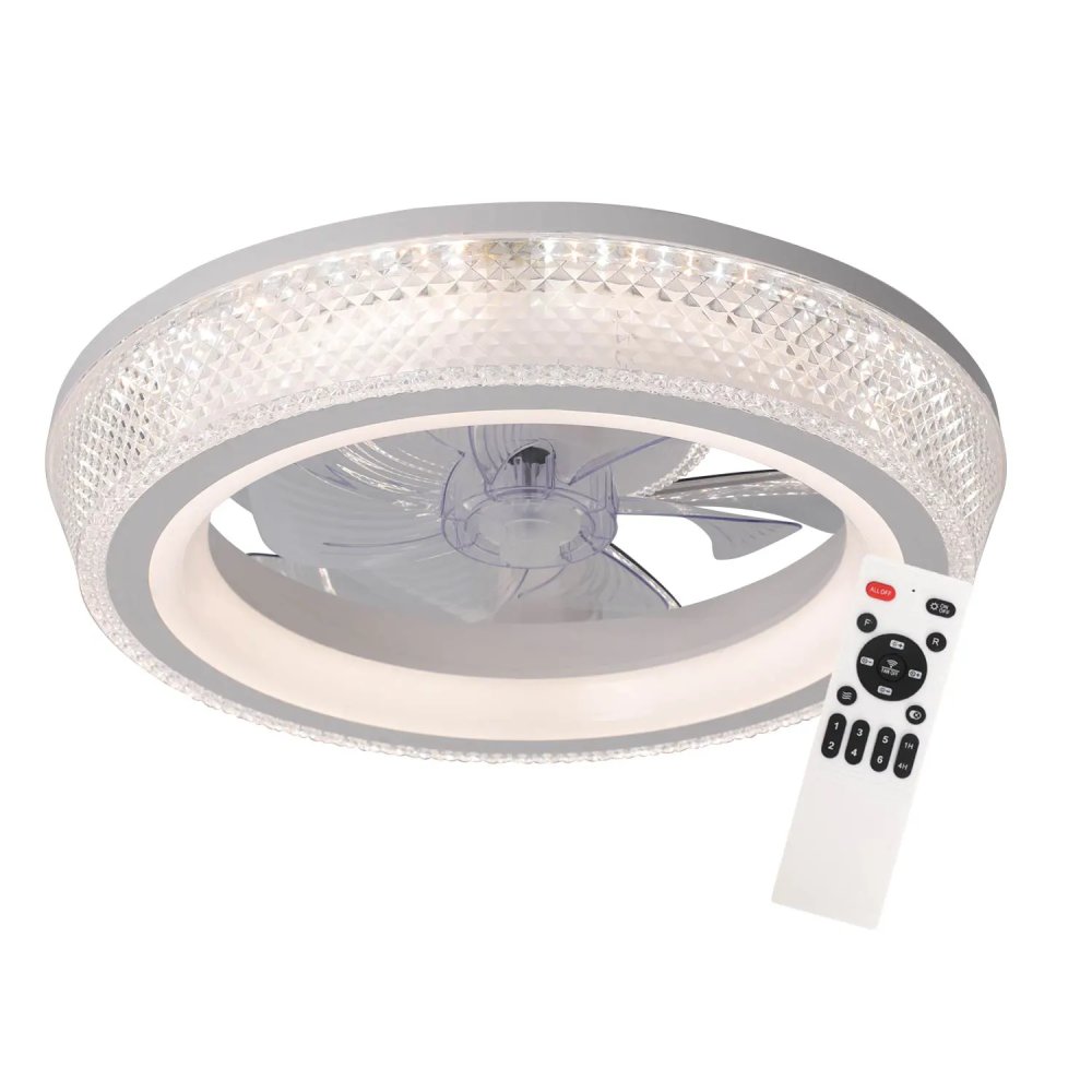 ventilateur 5 pales abs led 48 w blanc auralis | UKUKHOME