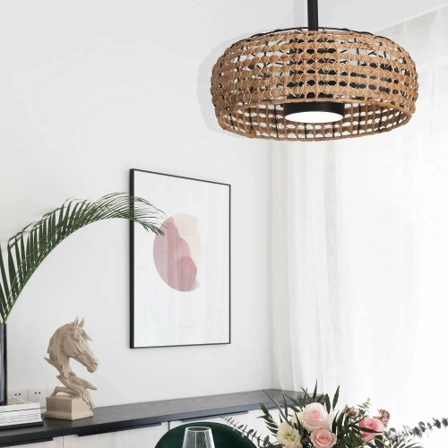 VENTILATEUR 3 PALES LED 18W KAHARI ROTIN FONCÉ