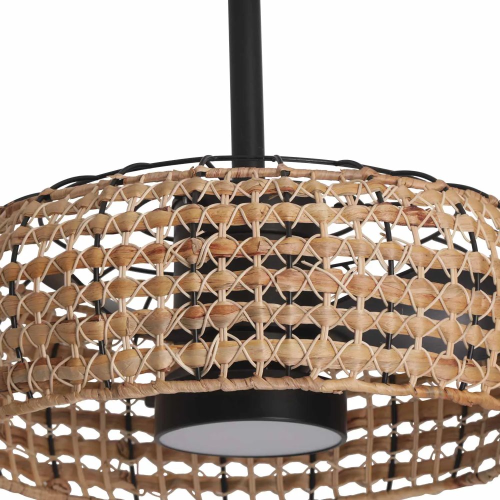 VENTILATEUR 3 PALES LED 18W KAHARI ROTIN FONCÉ