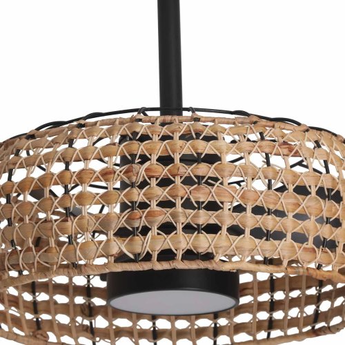 VENTILATEUR 3 PALES LED 18W KAHARI ROTIN FONCÉ