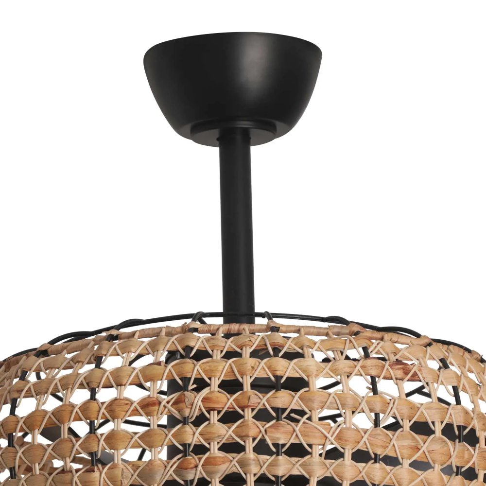 VENTILATEUR 3 PALES LED 18W KAHARI ROTIN FONCÉ