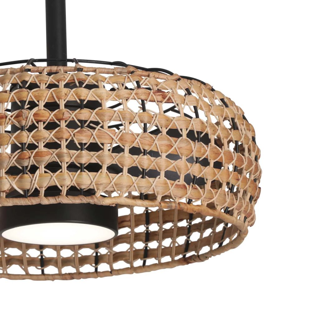 VENTILATEUR 3 PALES LED 18W KAHARI ROTIN FONCÉ