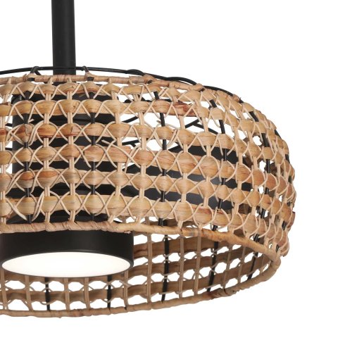 VENTILATEUR 3 PALES LED 18W KAHARI ROTIN FONCÉ