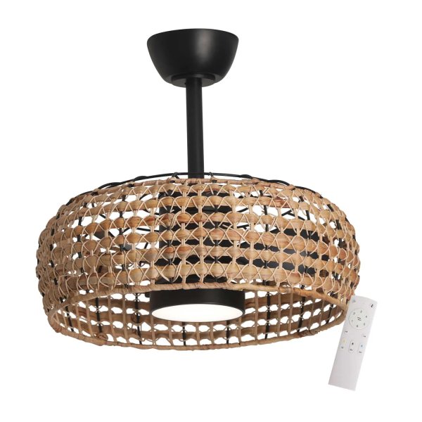 VENTILATEUR 3 PALES LED 18W KAHARI ROTIN FONCÉ