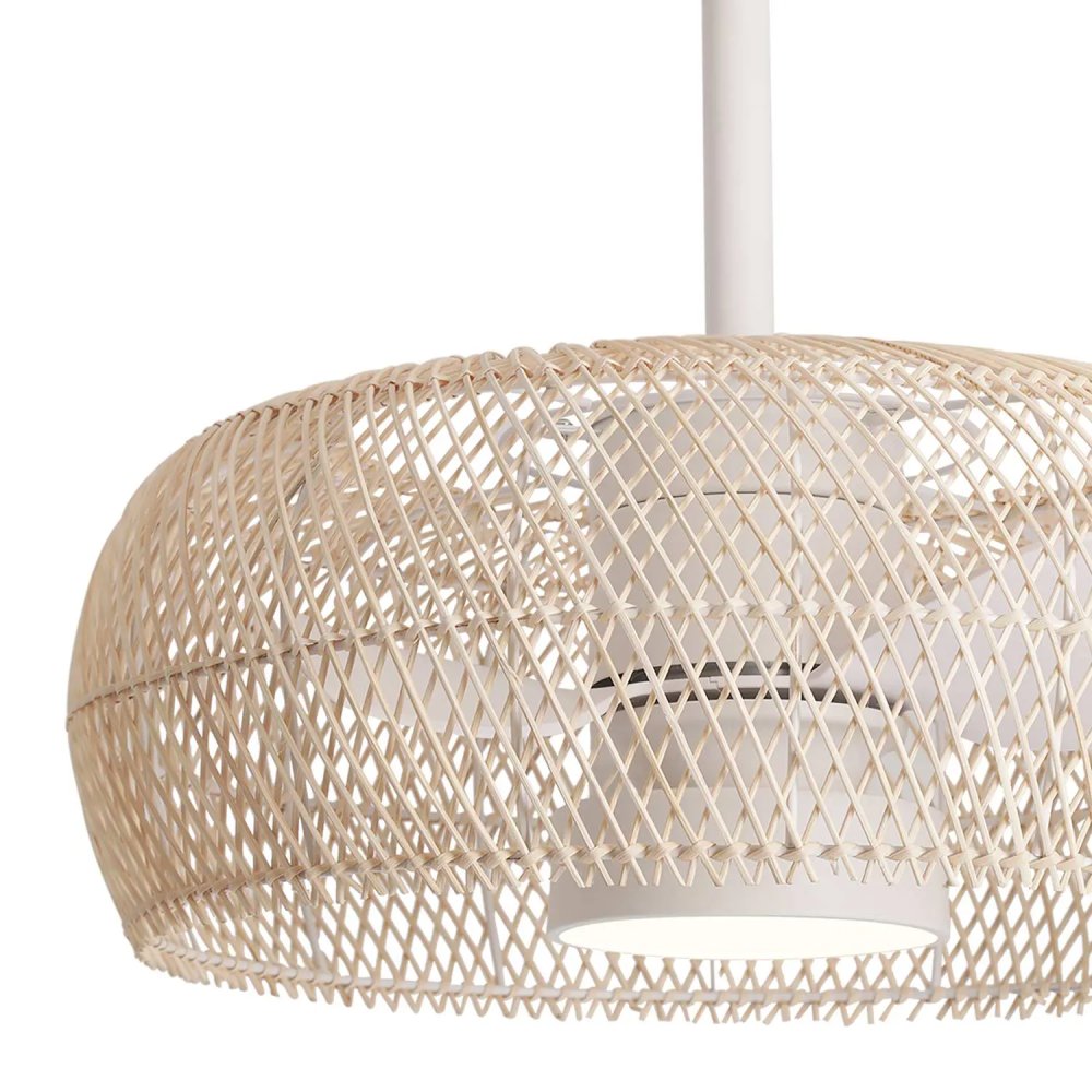 VENTILATEUR 3 PALES LED 18W OKARI ROTIN NATUREL