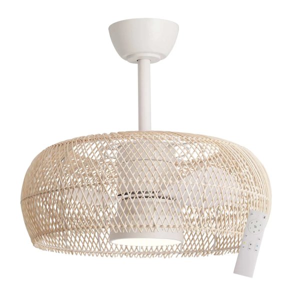 VENTILATEUR 3 PALES LED 18W OKARI ROTIN NATUREL