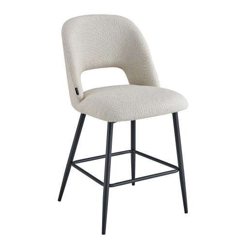 Tabouret Nanna Black sable et noir, design moderne avec assise rembourrée