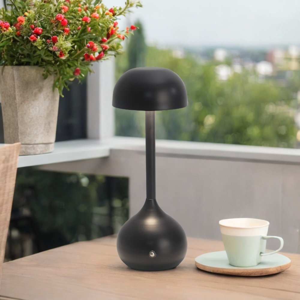 Lampe de table rechargeable Oyu noire, portable et sans fil