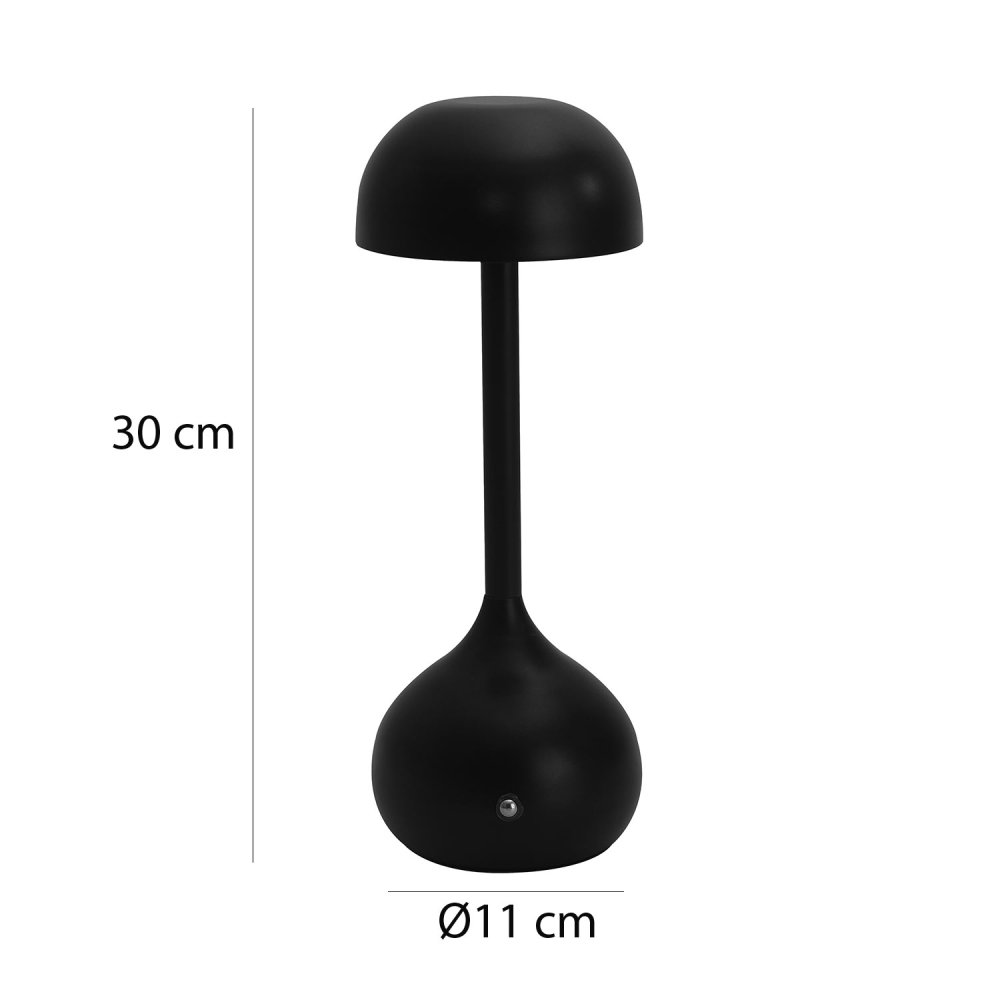 Lampe de Table LED Rechargeable Noire Ø11 x 30 cm - UKUKHOME.com
