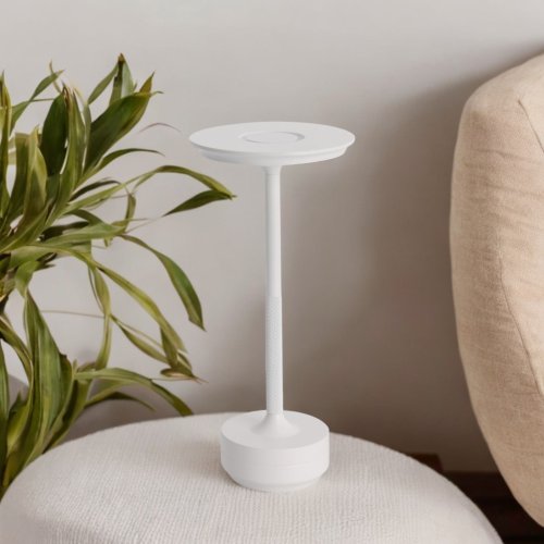 Lampe de table LED rechargeable Devi blanche, design moderne sans fil