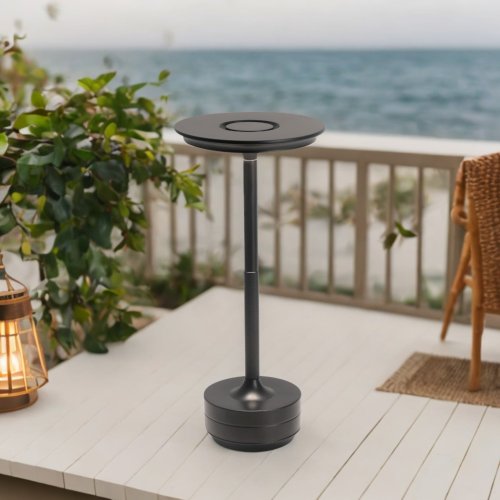 Lampe de table LED rechargeable Devi noire, élégante et portable