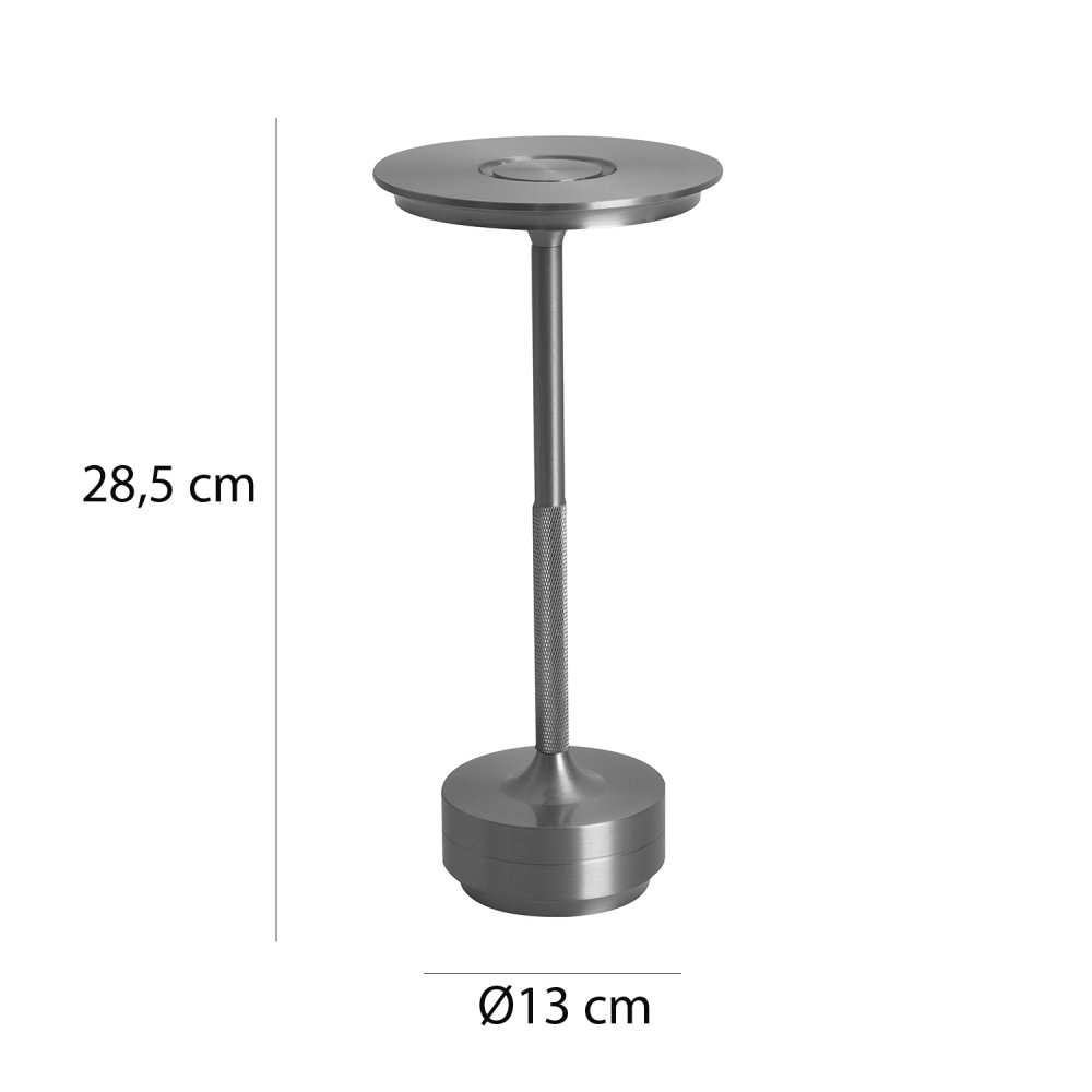 Lampe Table LED DEVI Chrome, Portable, Rechargeable, Tactile UKUKHOME