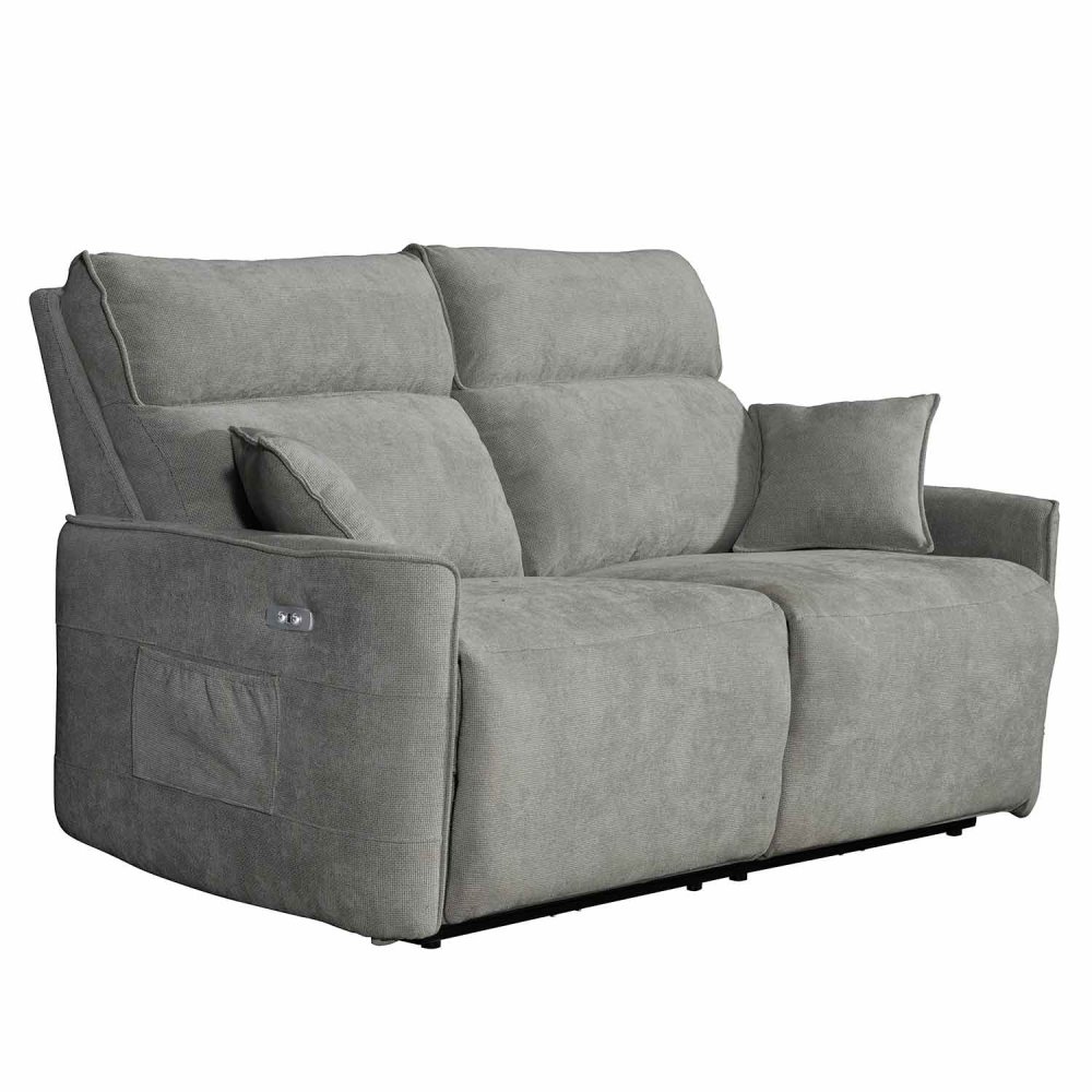 Canapé électrique inclinable Indo 3 places gris avec système de réclinaison