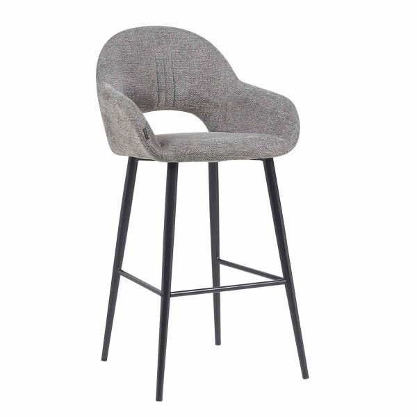Tabouret Altair Gris - Design Moderne - Pieds Noirs - UKUKHOME.com