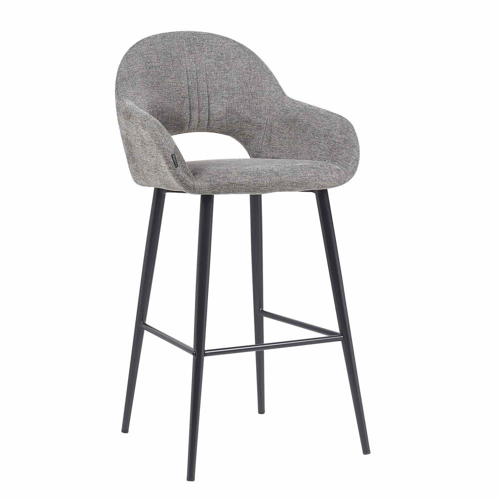 Tabouret Altair Gris - Design Moderne - Pieds Noirs - UKUKHOME.com