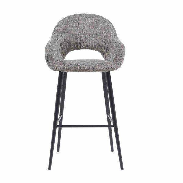 Tabouret Altair Gris - Design Moderne - Pieds Noirs - UKUKHOME.com 2