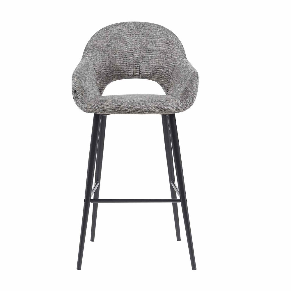 Tabouret Altair Gris - Design Moderne - Pieds Noirs - UKUKHOME.com