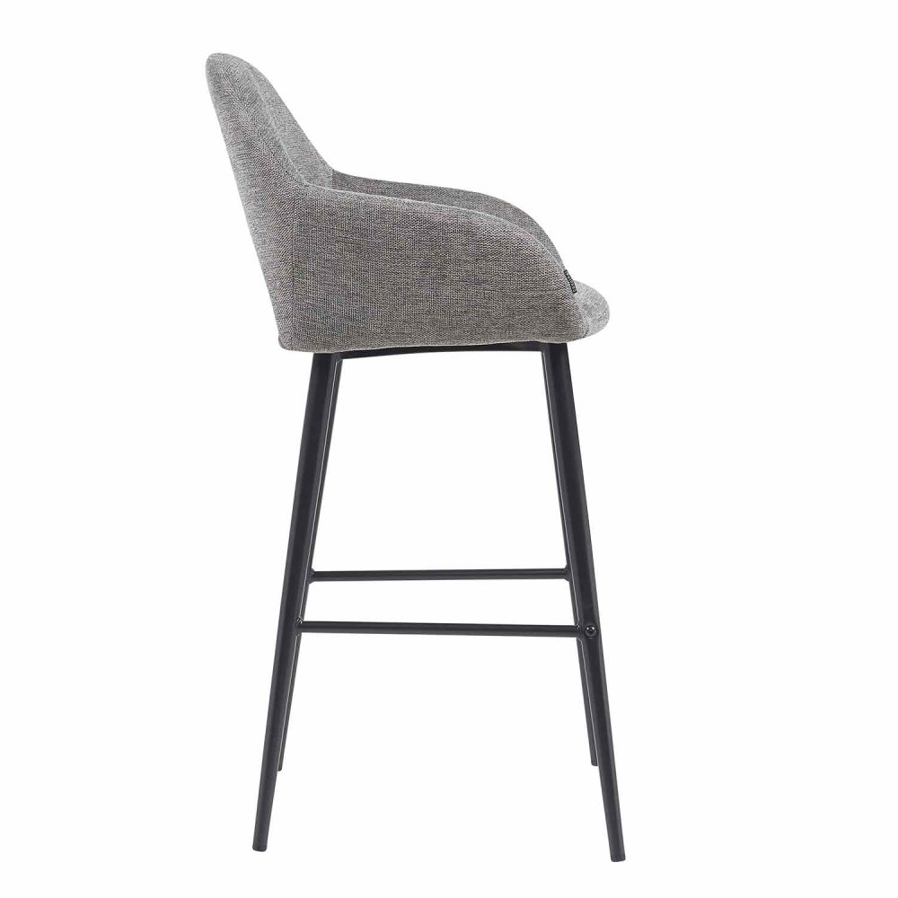 Tabouret Altair Gris - Design Moderne - Pieds Noirs - UKUKHOME.com