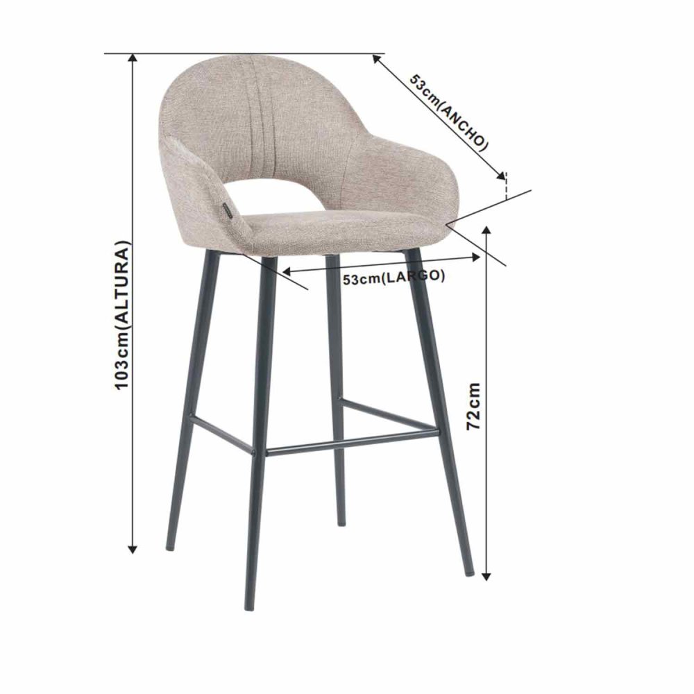 Tabouret Altair Gris - Design Moderne - Pieds Noirs - UKUKHOME.com